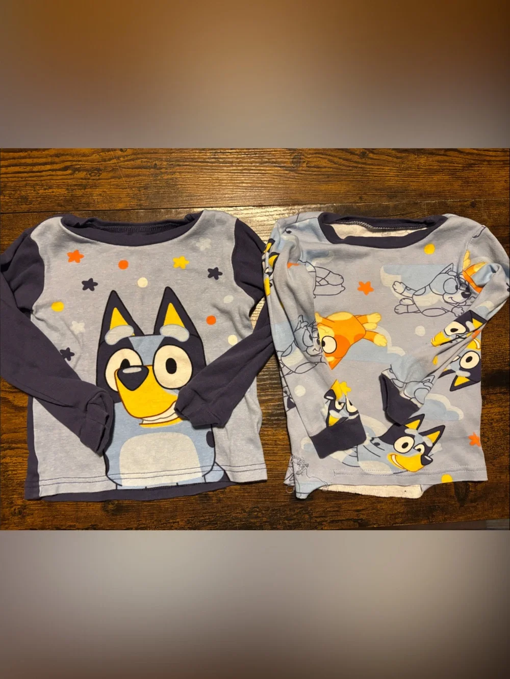 Bluey Kids Pajama Set - Light Blue & Navy with Yellow Accents